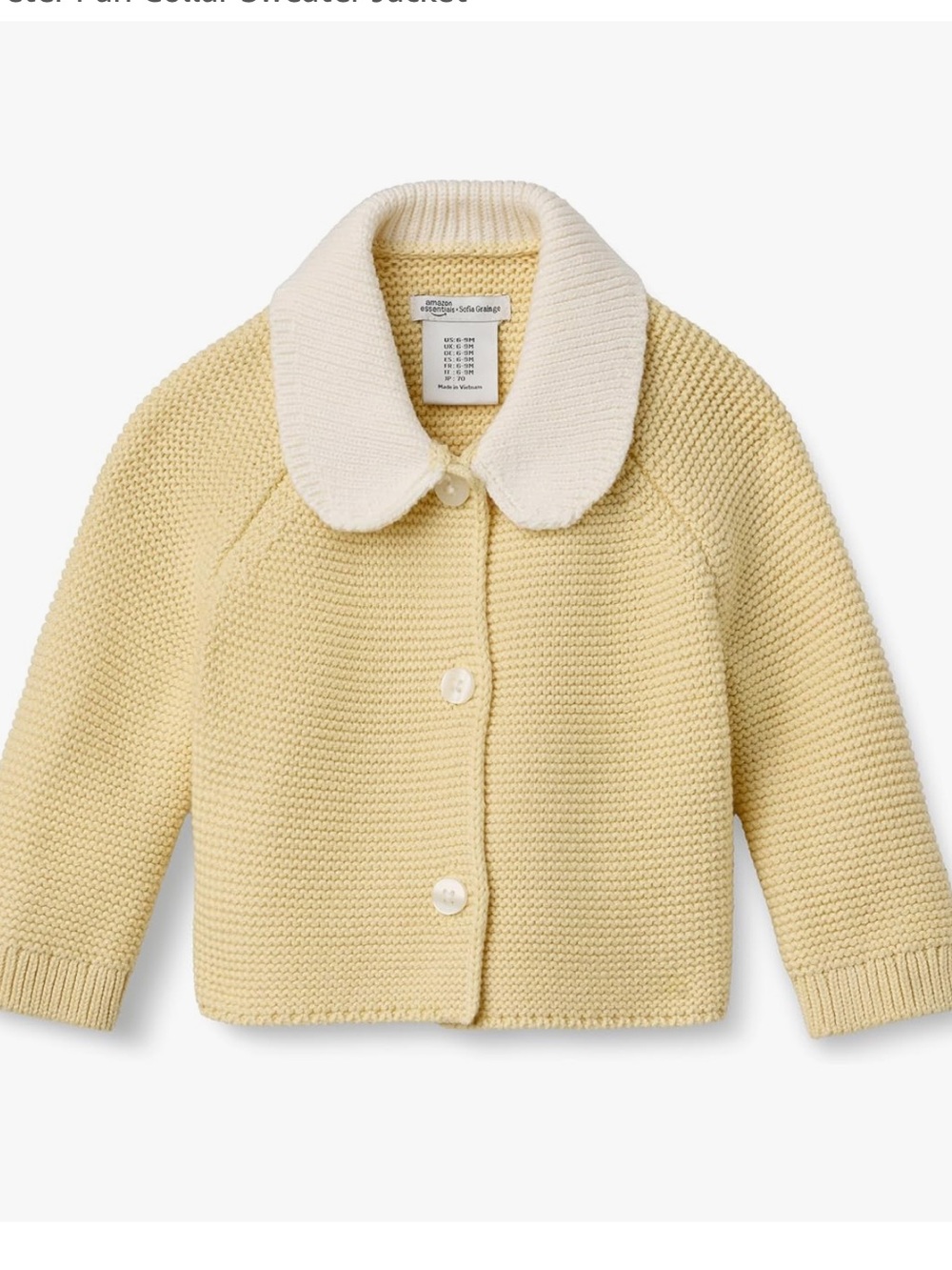 Sofia Grainge Yellow 100% Cotton Knit Collared Button Down Cardigan NEW Size 12M